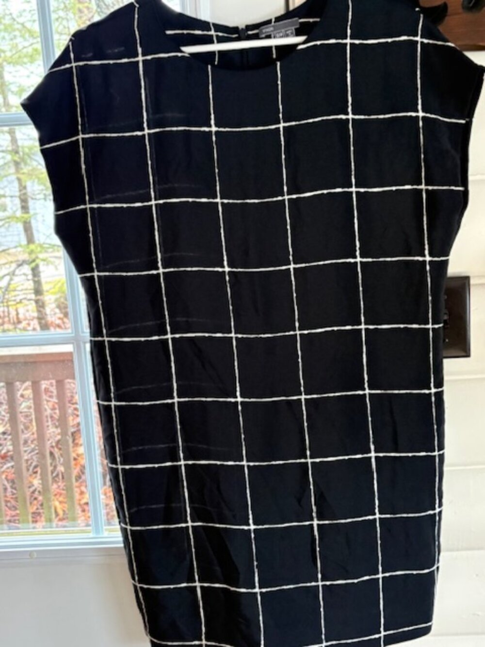 Black & White Windowpane Silk Shirt Dress